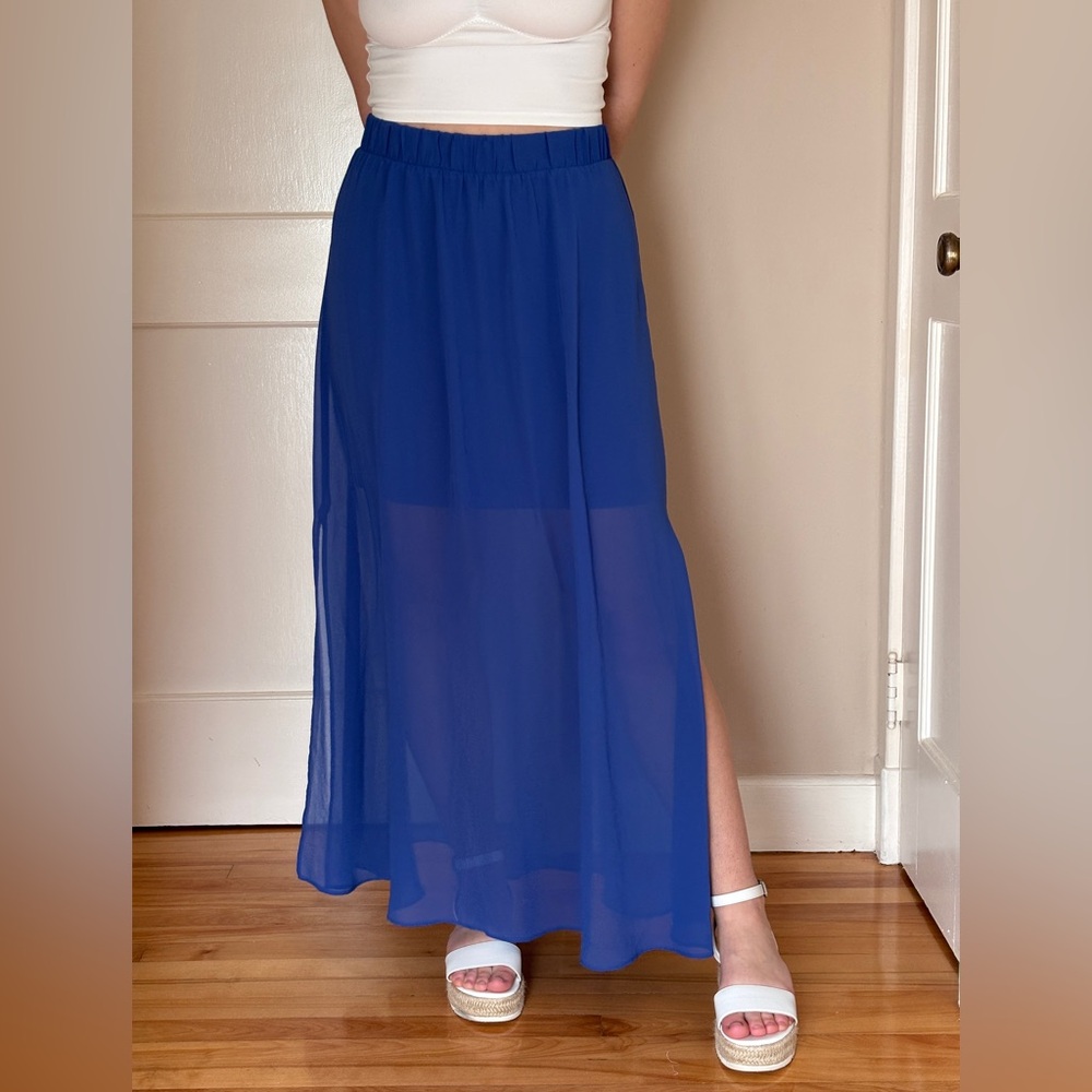 Elegant Blue Maxi Skirt